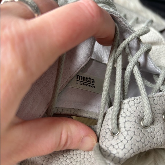 Miista London leather metallic silver lace up wrap open toe heels EU 38 US 8 - Picture 2 of 4